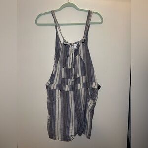 Free People Blue and White Striped Overalls
